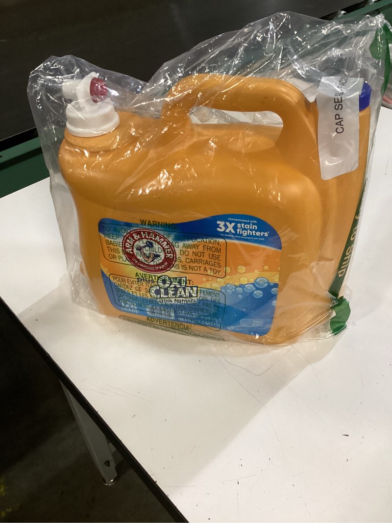 Condition photo showing New/Like New for arm & hammer plus oxiclean stain fighters liquid laundry detergent, fresh scent, 166.5 fl oz, 128 loads fresh scent 166.5 fl oz (pack of 1)