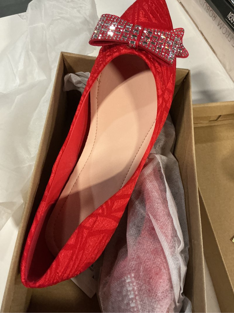Condition photo showing New/Like New for Women's Low Block Chunky Heels Pumps Shoes Comfortable Ladies Dress Shoes Low Heel Pumps 40 Red