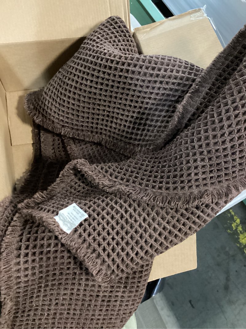 Condition photo showing Good Condition for resare waffle bathroom runner rugs, super absorbent bath mat non slip washable quick dry, upgraded ultra soft boho bath rugs with tassels for hallway bedroom laundry room, 2'x6'(24"x72"), chocolate 2' x 6' (rectangular) chocolate