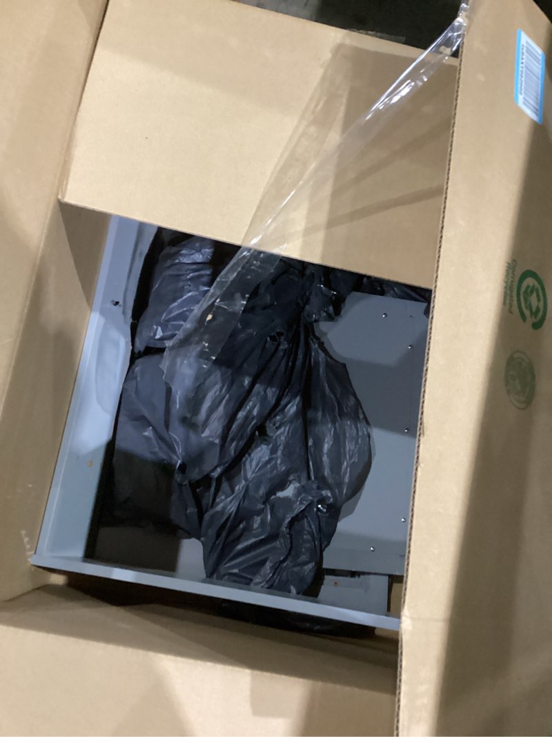 Condition photo showing As Is for VASAGLE Bathroom Cabinet with Mirror, Wall Cabinet with 2 Mirrored Doors, Adjustable Shelf, Open Compartment, Wall-Mounted, 5.1 x 22.2 x 23 Inches, Dove Gray ULHC002G02