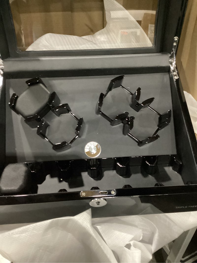 Condition photo showing Good Condition for TRIPLE TREE Watch Winder for 4 Automatic Watches, with Extra 6 Watch Storages, Wood Shell Piano Finish, Silent Motor, Flexible Watch Pillow