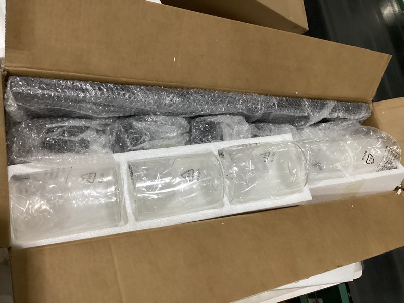 Condition photo showing New/Like New for MELUCEE Black Pendant Lights for Kitchen Island, 5-Light Dining Room Light Fixtures Linear Chandeliers with Clear Glass Shade, DIY Hanging Lamp Ceiling for Dining Room Kitchen Bar Black 5 Lights