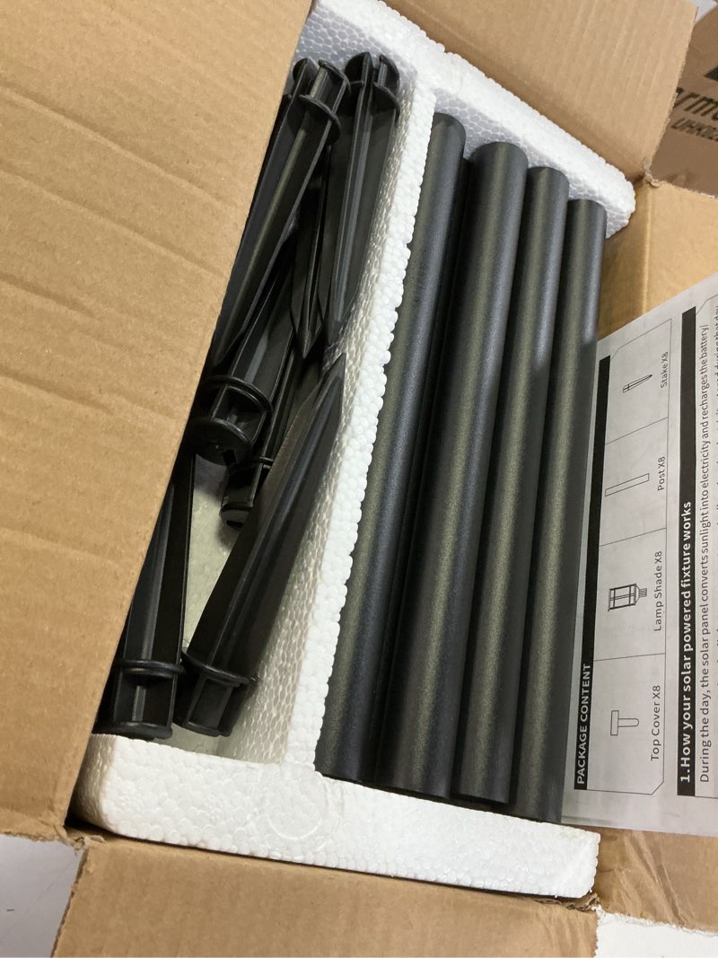 Condition photo showing Good Condition for mancra solar pathway lights, 8 pack led solar lights outdoor waterproof, glass metal garden lighting for yard path landscape lawn walkway driveway, 3000k black warm white