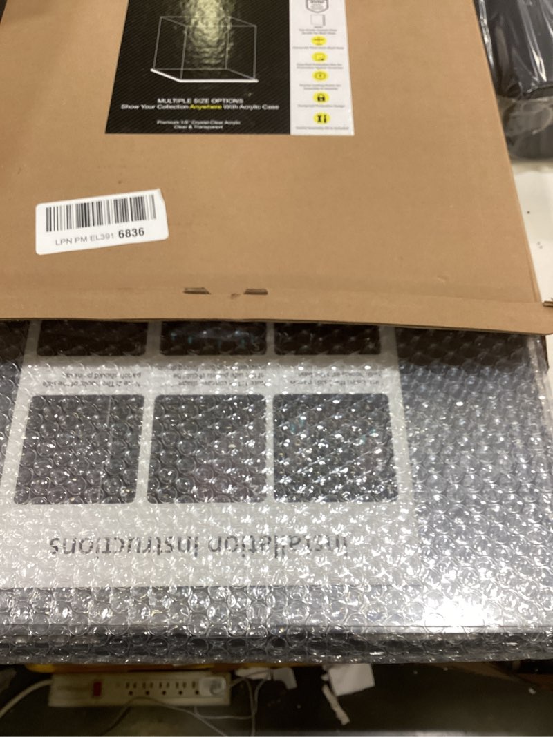 HEMYLU Acrylic Box with Matt Black Base, Simple Self-Assembly Clear Acrylic Display Case, 13x13x13 i