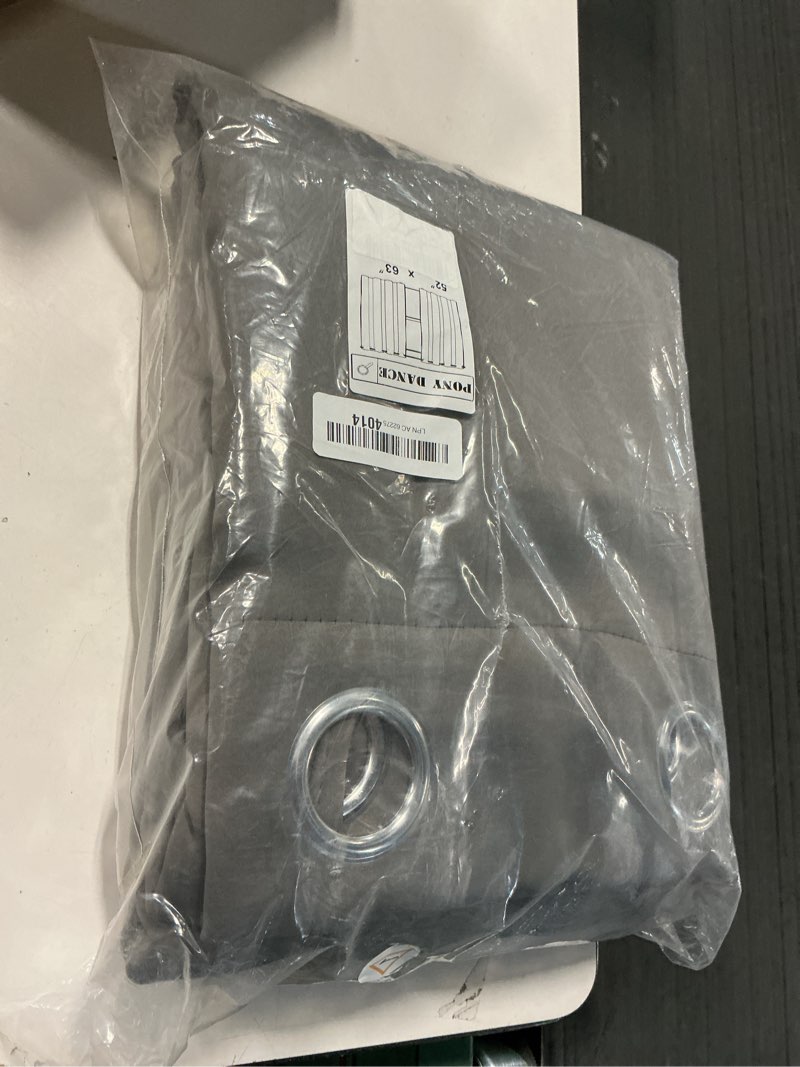 Condition photo showing Good Condition for Pony Dance 100% Blackout Curtains, Thick Double Layer Light Blocking Drapes, Thermal Insulated Noise Reducing Black Out Curtains for Bedroom Living Room with Black Liner, 52 x 63 Inch,Charcoal Gray Charcoal Gray + Black 52"W x 63"L (Pack of 2)