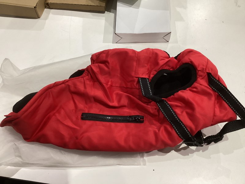 Condition photo showing Good Condition for Dog Winter Coat with Harness Built-in | Waterproof Dog Jacket with Zipper & Fleece Lining | Reflective Cold Weather Coat for Small Medium Large Dogs X-Large Red