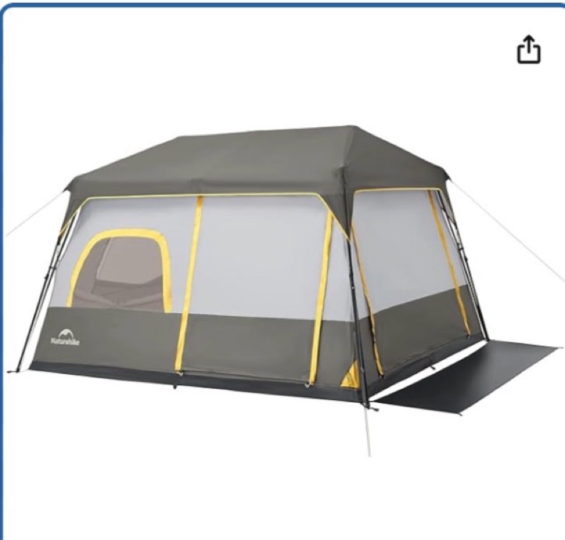 naturehike cape 4/6/8 person camping tent, 60s easy setup instant tent pop up tent, waterproof large tall 6/8 person tents for camping, car camping ( similar