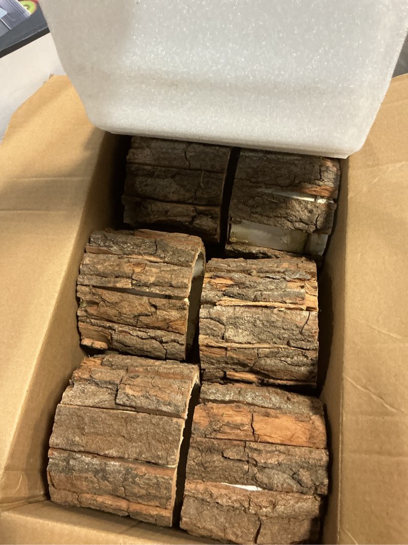 Condition photo showing Good Condition for 6 Pcs Wooden Vase for Centerpieces Christmas Table Decor Wooden Flower Vase Rustic Bark Stump Buckets Vintage Wood Planter Pots for Xmas Woodland Party Wedding Window Home Farmhouse (Large) Large 6