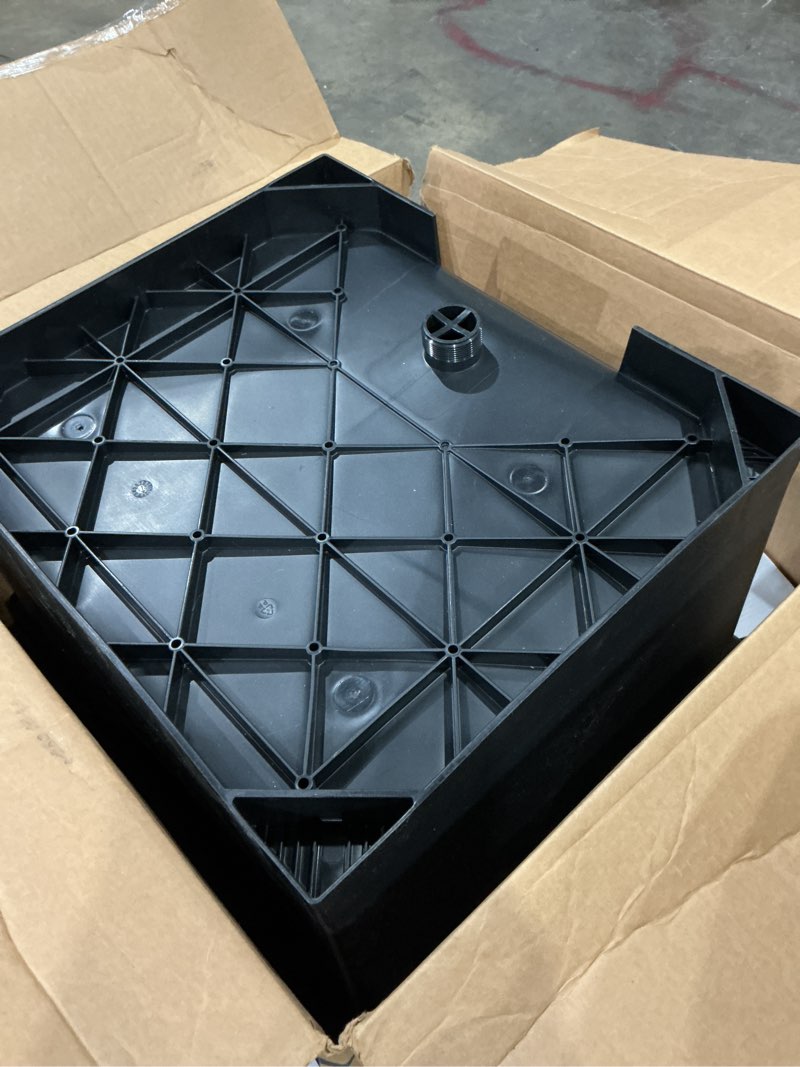 Condition photo showing As Is for project source 24-in x 24-in 1 -basin black freestanding utility tub with drain with faucet