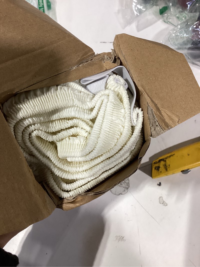 Condition photo showing Good Condition for biscaynebay wrap around bed skirts for queen beds 19" long drop, ivory adjustable elastic dust ruffles easy fit wrinkle & fade resistant silky luxurious fabric solid machine washable queen-19" drop ivory