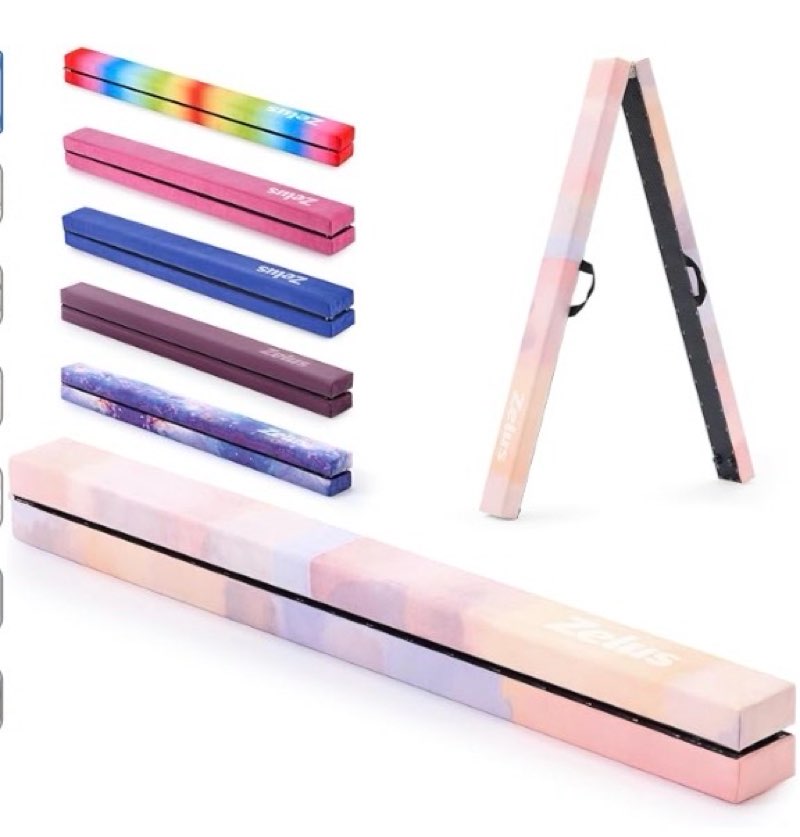 ZELUS 8' Folding Gymnastics Balance Beam, Floor Balance Beam w/Carry Handles Anti-Slip Base for Kids, Beginners & Professional Gymnasts 8 ft pink 