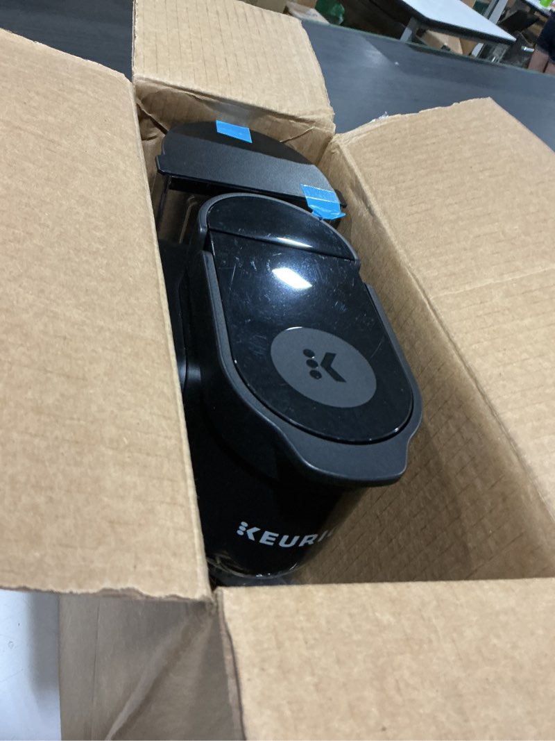 Condition photo showing As Is for keurig k-express single serve k-cup pod coffee maker, 3 brew sizes, strong button feature, 42oz removable reservoir, black