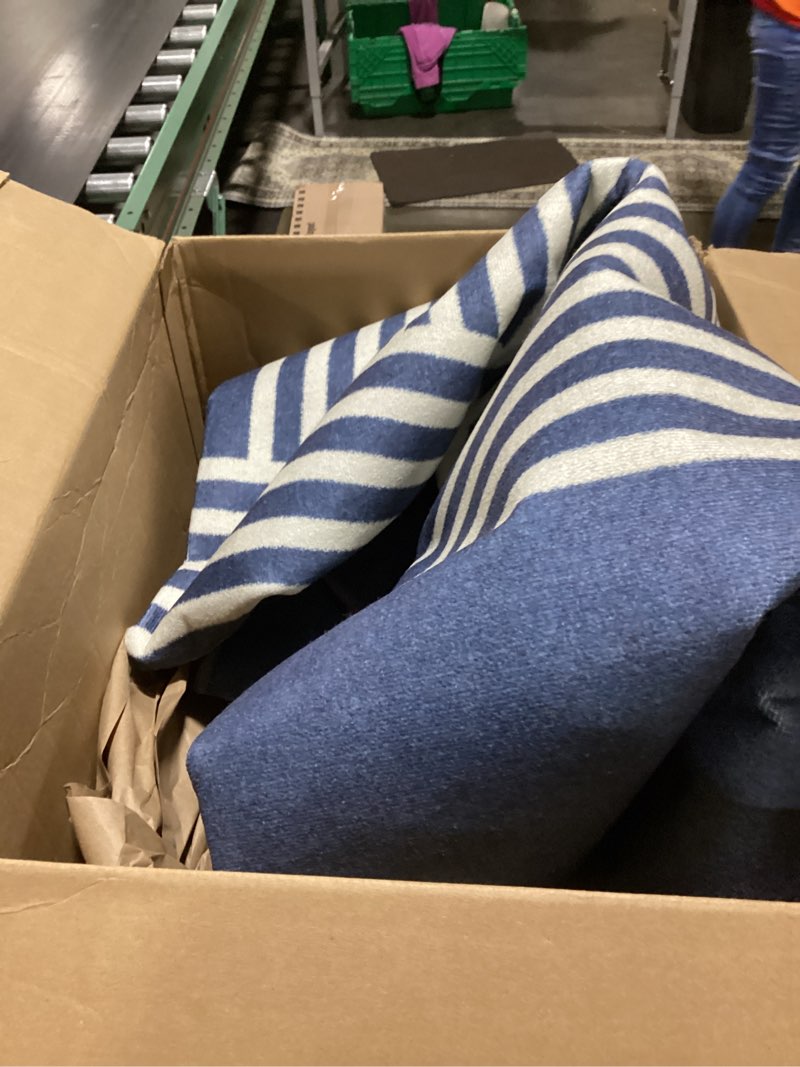 Condition photo showing As Is for Bavni 5x7 Rug, Abstract Machine Washable Rug Non-Slip, Soft Modern Lightweight Area Rug, Stain Resistant Rugs for Living Room, Bedroom, Dining Room, Abstract Blue Abstract Blue 5' x 7' (Rectangular)