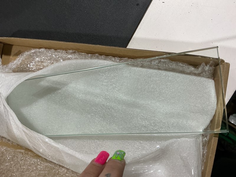 Condition photo showing Good Condition for 1 pcs 3-3/8" x 12" 3/8" glass shelf for shower niche, tempered glass shelf floating shelves for bathroom essentials diy storage decoration, easy install support plate 1 3-3/8" x 12" 3/8"
