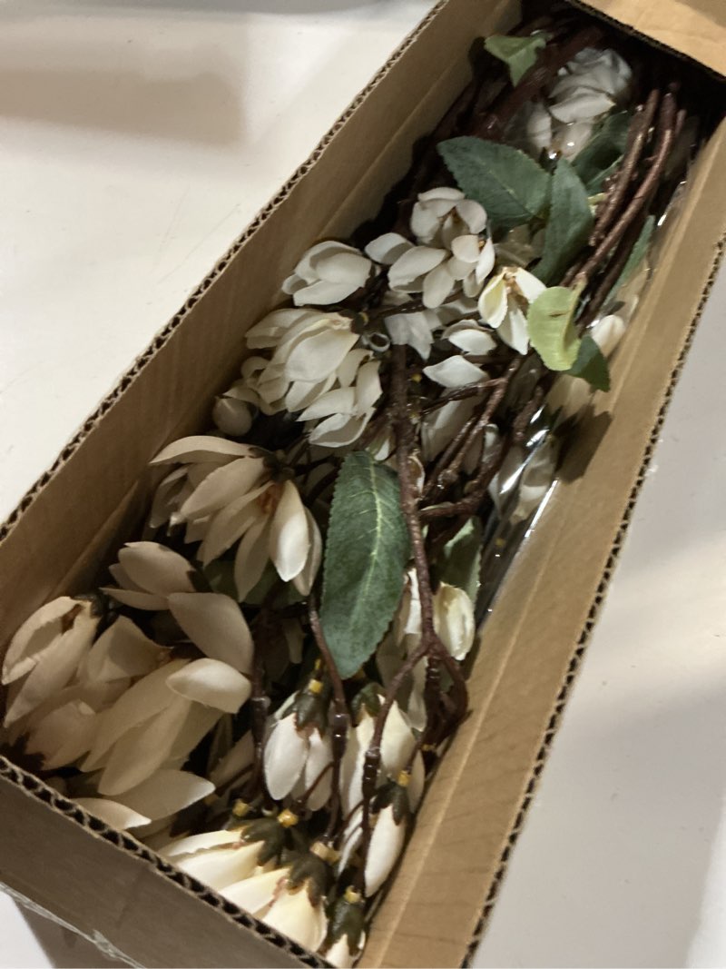 Condition photo showing Good Condition for yxzzwl 4 pcs artificial magnolia champaca flowers for vase - 36" fake silk champaca magnolia stem flower, faux plant branches for diy bouquet, kitchen, farmhouse, mantel, home decor (white)