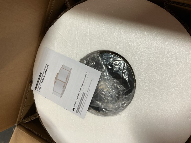 Condition photo showing New/Like New for 20" boho ceiling fan with lights flush mount, gold enclosed ceiling fans with lights remote control, caged with 6 speeds for bedroom, living room, nursery