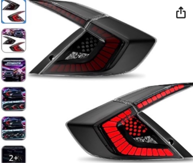 Sequential LED Tail Lights Compatible with Honda Civic 10th Gen Sedan 2016-2021, Not for Hatchbacks,