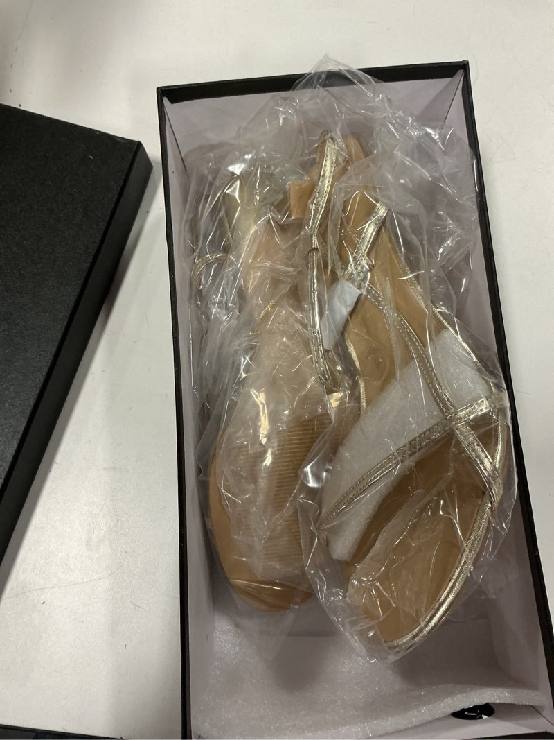 Condition photo showing New/Like New for Women’s Sandals Kitten Heels Open Round Toe Thin Ankle Strap Adjustable Buckle Slingback Stiletto Heels Dressy Wedding Shoes 6.5 Black (color may vary ours are gold)