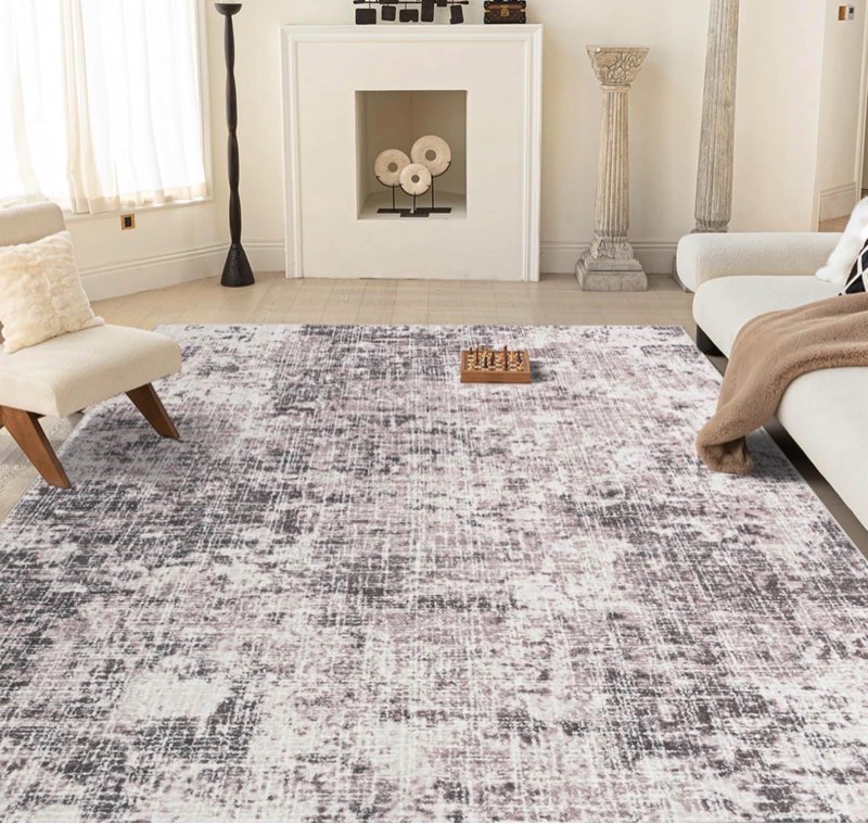 ilango area rug 8x10 ft for living room, machine washable rugs with non slip backing high traffic indoor carpet for dining 