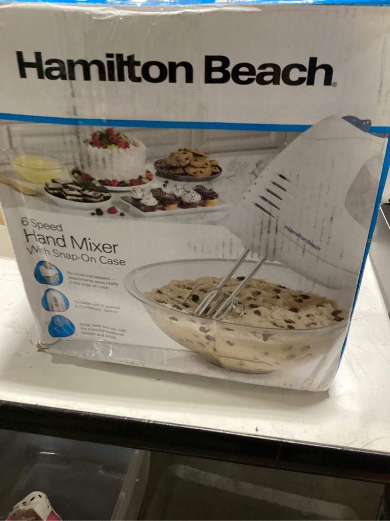 Hamilton Beach 6-Speed Electric Hand Mixer with Whisk, Traditional Beaters, Snap-On Storage Case, 25