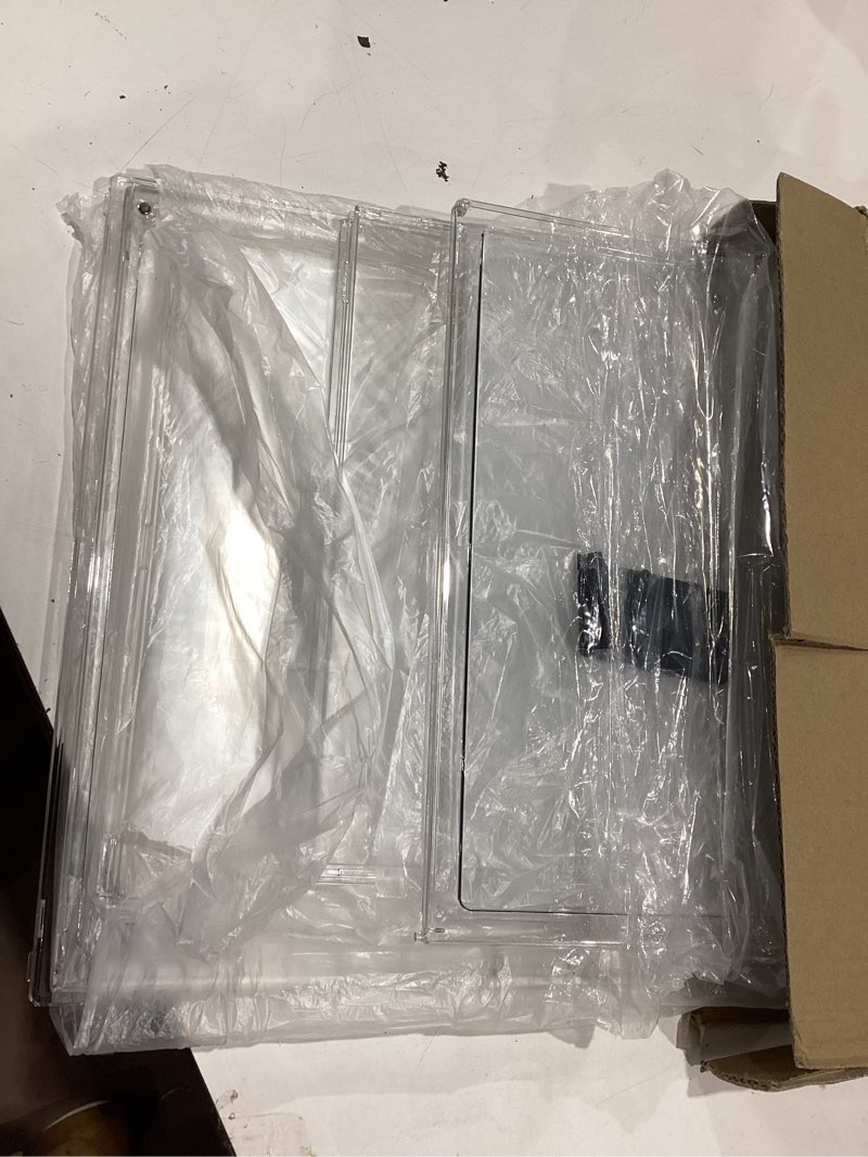 Condition photo showing As Is for extra large 23.6'' tall acrylic display case, xxxxx-large boot & shoe boxes 13.8''x12.2 ''x23.6'' clear sneaker box with magnetic door dustproof display box showcase for helmet,trophy, collectible clear xxxxx-large 1 pack 1