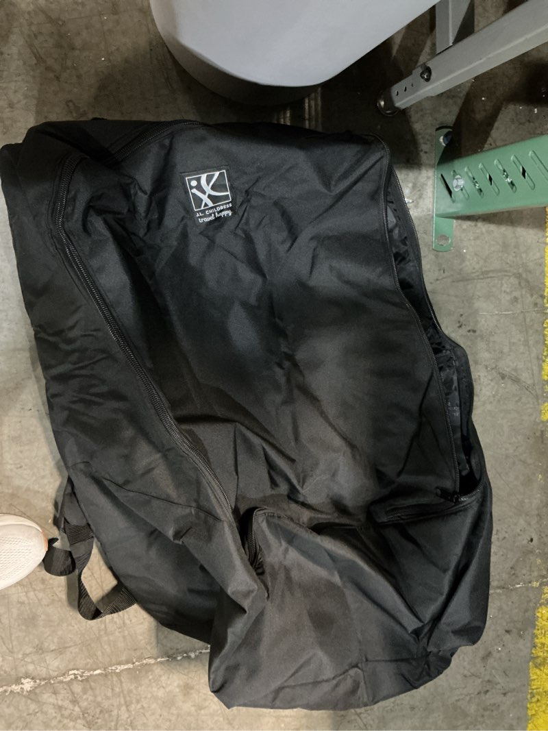 Condition photo showing As Is for J.L. Childress Padded Backpack Car Seat Bag - Travel Bag for Airplane, Fits Most Baby & Infant Car Seats, Boosters, & Carriers, Accessories for Gate or Baggage Check, AirTag Compatible - Deluxe, Black 18.6x12x7.3 Inch (Pack of 1) Deluxe