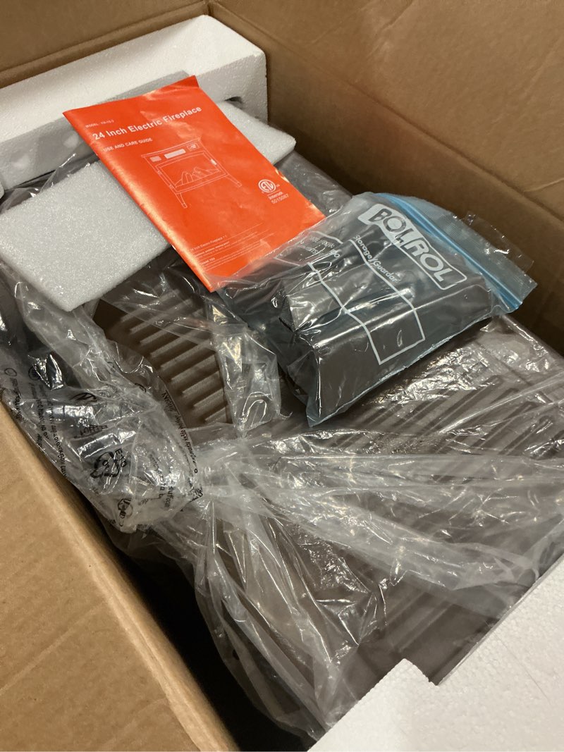 Condition photo showing Good Condition for 24'' Freestanding Electric Fireplace Heater with 6 Variable Realistic Flame Colors, 1000W/1500W Fireplace Stove with Overheat Protection for Indoor, Bedroom, Living Room, Office Brown