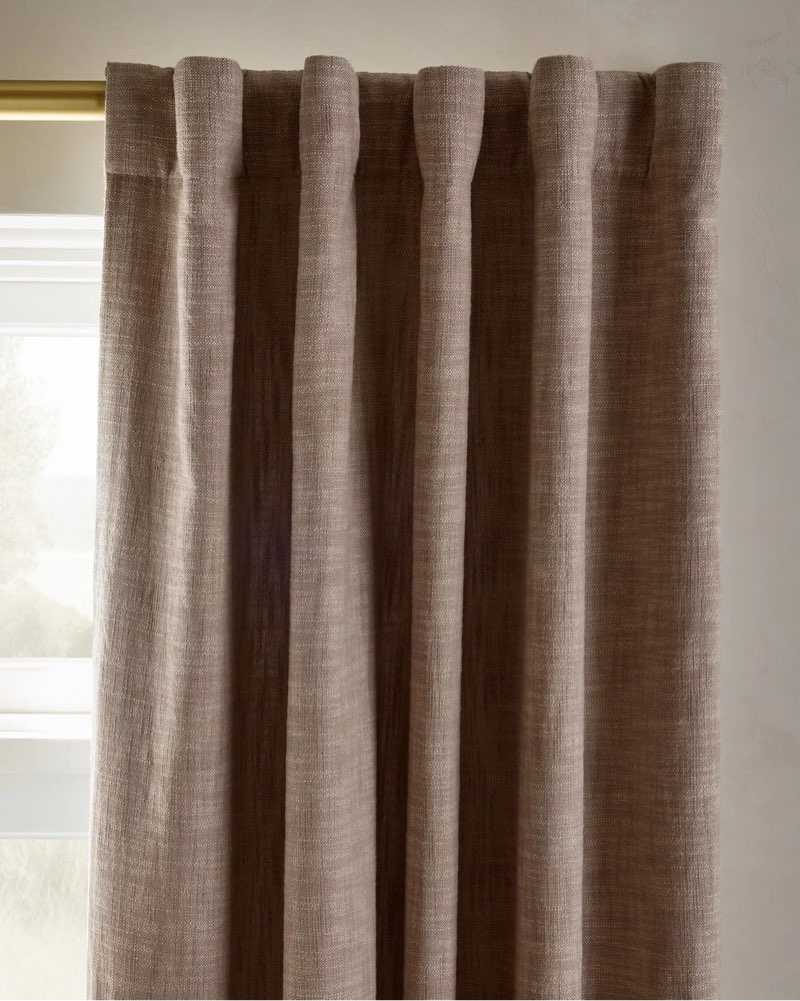 textured cotton room darkening curtain flax 48”x84”
