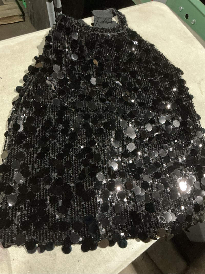 Condition photo showing Good Condition for guanyy halter sequin tops for women sleeveless sparkly glitter shiny tank top party concert sequence blouse black x-large