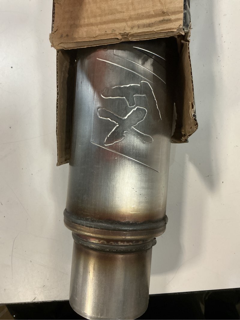 Condition photo showing Good Condition for flowmaster flow fx chambered muffler – 3.00” center in / 3.00” center out – round body –moderate sound – stainless steel – affordable performance for modern trucks, muscle cars & daily drivers (71419) center in / center out – round body