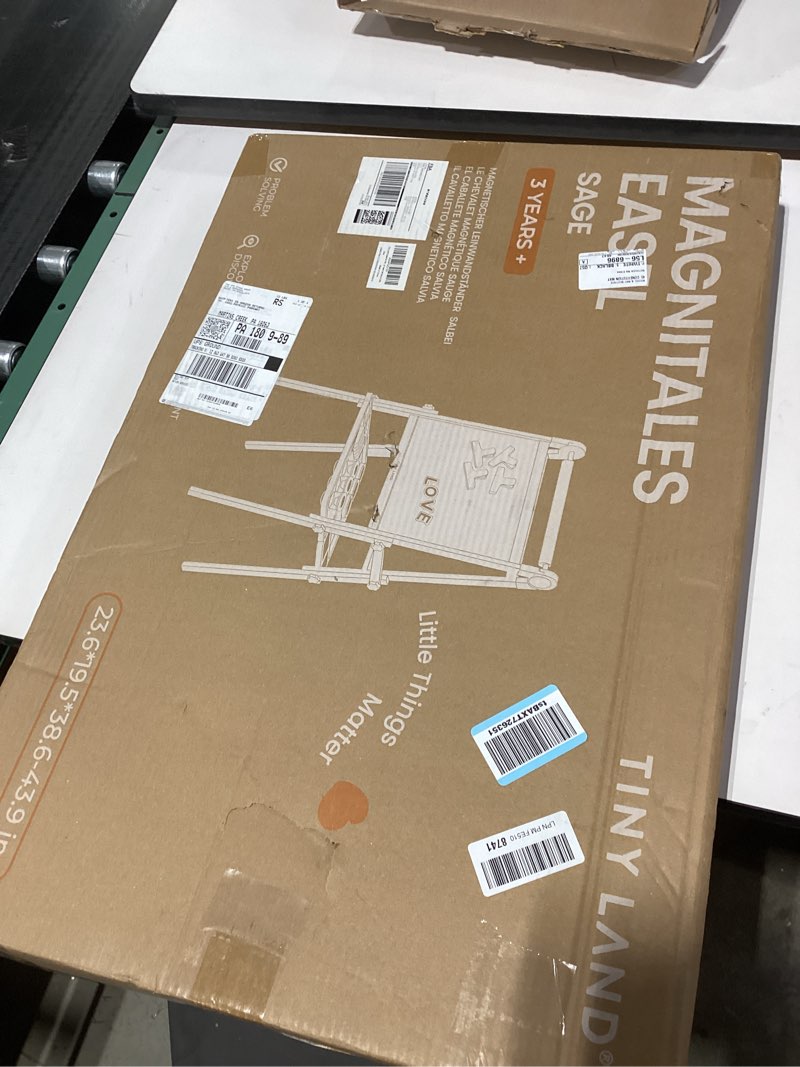 Condition photo showing New/Like New for Tiny Land Easel for Kids, Double-Sided Magnetic Easel with Drawing Accessories, Adjustable Wooden Kids Art Easel with Paper Roll, Learning-Toy for 3,4,5,6,7,8 Years Old Boy & Girls Green