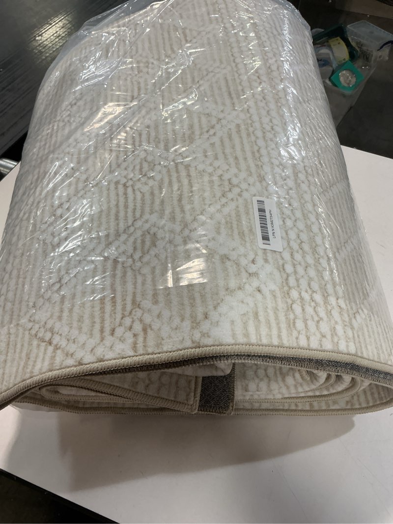 Condition photo showing Good Condition for Area Rug Living Room Rugs 8x10 - Large Soft Boho Geometric Rug, Non-Slip Foldable Washable Rugs Non Shedding Morden Indoor Floor Carpet for Living Bedroom Office Dining Room(Modern Beige,8'x10') Modern Beige 8' x 10' (Rectangular)