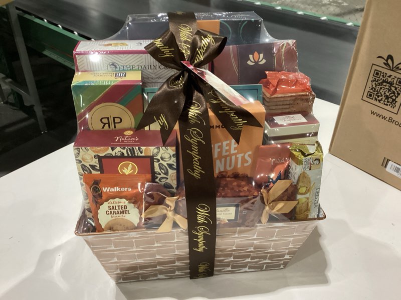 Condition photo showing New/Like New for Broadway Basketeers Condolences Gourmet Gift Basket, Kosher Sympathy Food Gift Baskets for Delivery, Perfect Care Package Box or Assorted Snack Gifts for Bereavement, Loss, Funeral, or Shiva