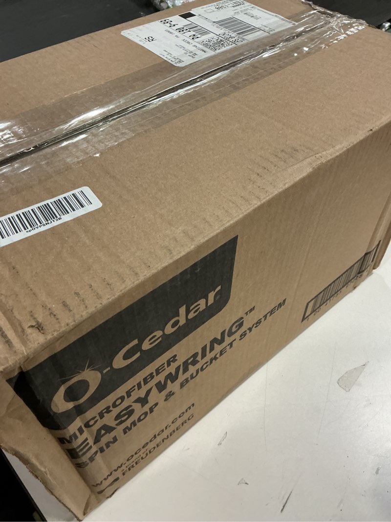 Condition photo showing As Is for O-Cedar EasyWring Microfiber Spin Mop, Bucket Floor Cleaning System, Red, Gray, Standard Easywring Spin Mop & Bucket