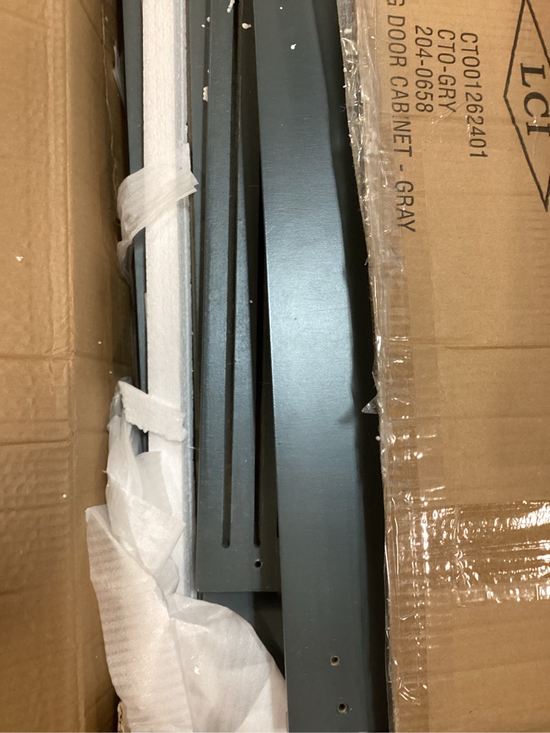 Condition photo showing As Is for The Lakeside Collection Sliding Glass Door Storage Cabinets - Ocean Blue