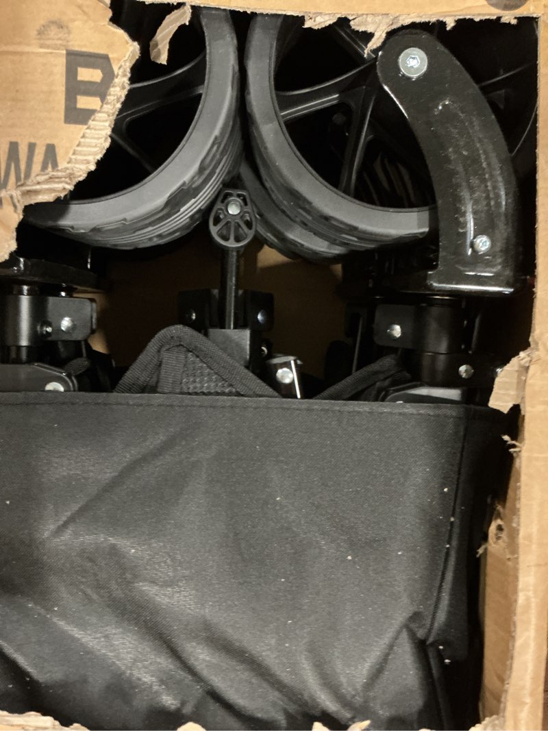 Condition photo showing Good Condition for Navatiee Big Wheels Collapsible Wagon Cart Foldable, Heavy Duty Beach Wagon with Silent All-Terrain Wheels, Folding Utility Grocery Cart with Side Pocket and Brakes for Camping Garden Sports, Black