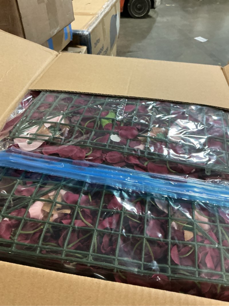 Condition photo showing Good Condition for pack of 6 artificial silk flower panels, faux floral wall background for wedding party engagement bridal shower arrangement home decorations - burgundy & white burgundy & white 6 x artificial flower panels