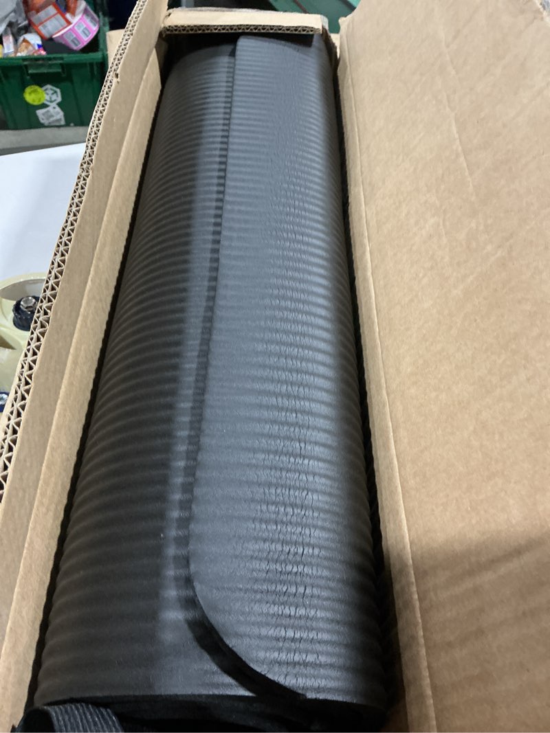 Condition photo showing As Is for Amazon Basics 1/2 Inch Extra Thick Exercise Yoga Mat with Carrying Strap, Cushioned Support, for Fitness and Gym Workouts Black