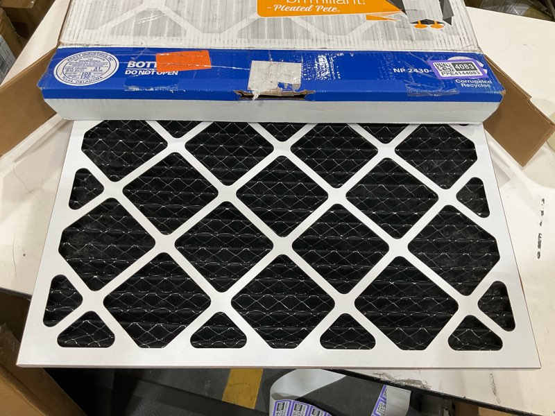 Condition photo showing New/Like New for nordic pure 24x30x1 (actual size: 23 1/2 x 29 1/2 x 3/4) furnace air filters merv 12 pleated plus carbon 4 pack merv 12 + carbon 4 pack