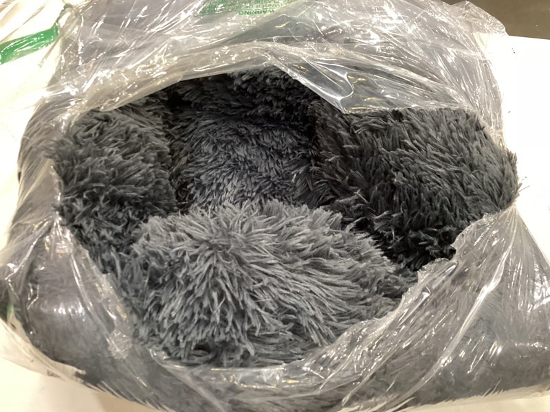 Condition photo showing As Is for eheyciga fluffy dog crate bed for extra large dogs, plush faux fur pad, calming anti anxiety xl bed for crate, washable soft warm dog mat with non-slip bottom, grey 41.3 x 27.5 grey