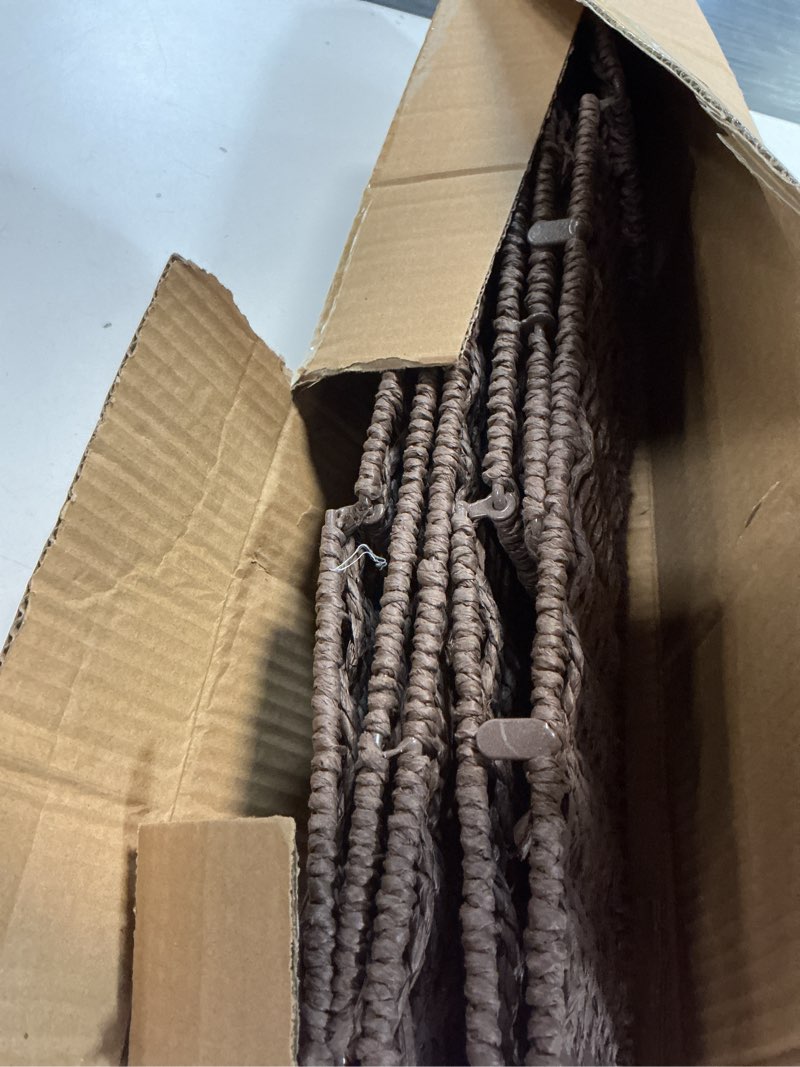 Condition photo showing Good Condition for Paper Rope Wicker Storage Baskets with Handles, 2 Pack Foldable Storage Basket, Rectangle Wicker Basket, Small Wicke Baskets for Pantry Shelves, Toilet Paper Storage Basket for Bathroom, Brown