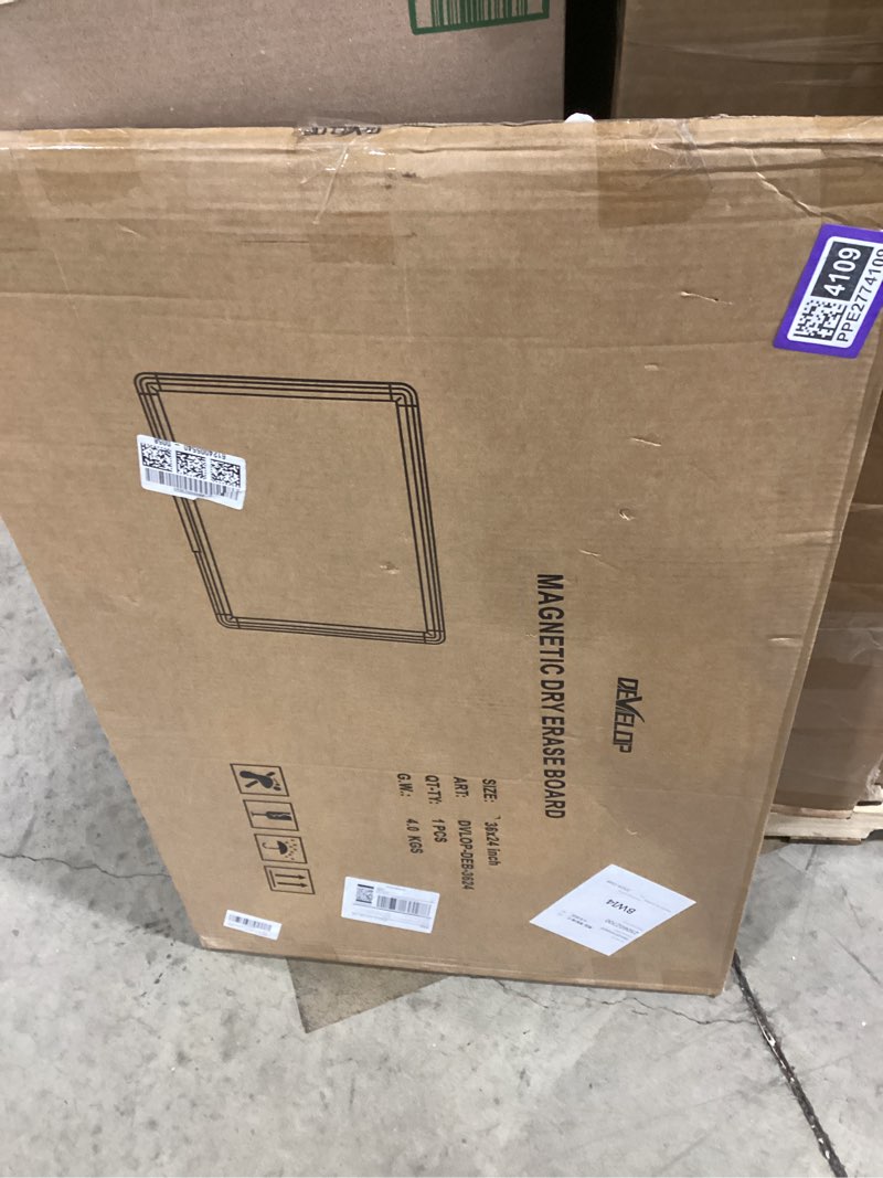 Condition photo showing As Is for DEVELOP Magnetic Dry Erase White Board 24x36 Inch, Aluminum Frame Wall-Mounted Whiteboard with Detachable Marker Tray & Magnetic Surface for Home Office Classroom Kitchen Memo