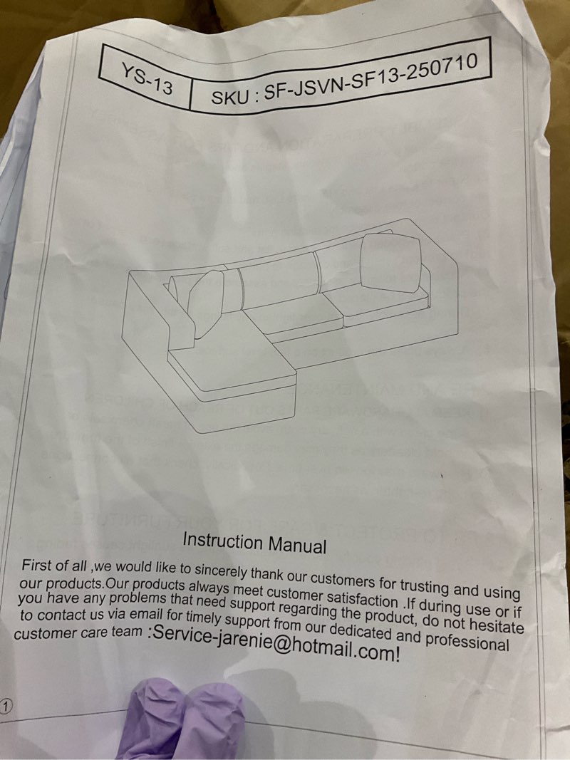 Condition photo showing As Is for Incomplete sofa cushion 