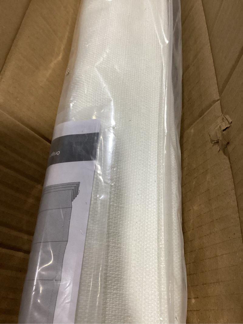 Condition photo showing Good Condition for no Drill Cordless Roman Shades for Windows, 38" W × 64" H - Light Filtering - Linen - White Light Filtering - Linen - White 38" W × 64" H