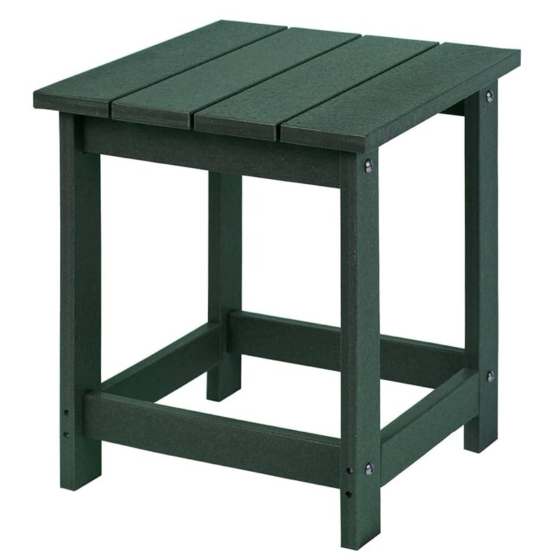 LZRS Adirondack Square Outdoor Side Table, Pool Composite Patio Table,HDPE End Tables for Backyard,Pool, Indoor Companion, Easy Maintenance & Weather Resistant(Dark green )