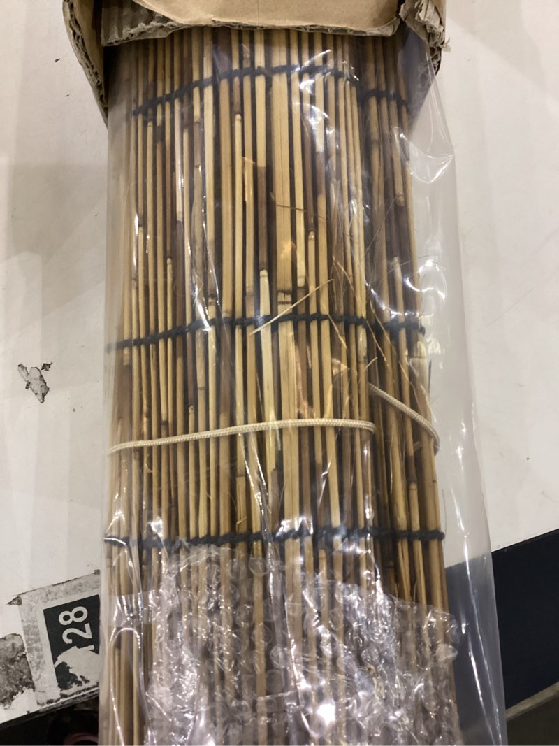 Condition photo showing New/Like New for Paramondo Outdoor Roller Shades for Patio, Exterior Waterproof Reed Roller Blinds, Outdoor Bamboo Shades for Patio, Roll Up Screen for Porch, Pergola, Balcony, Gazebo, 27" W x 72" L, Brown Reed - Brown 27'' W x 72'' L