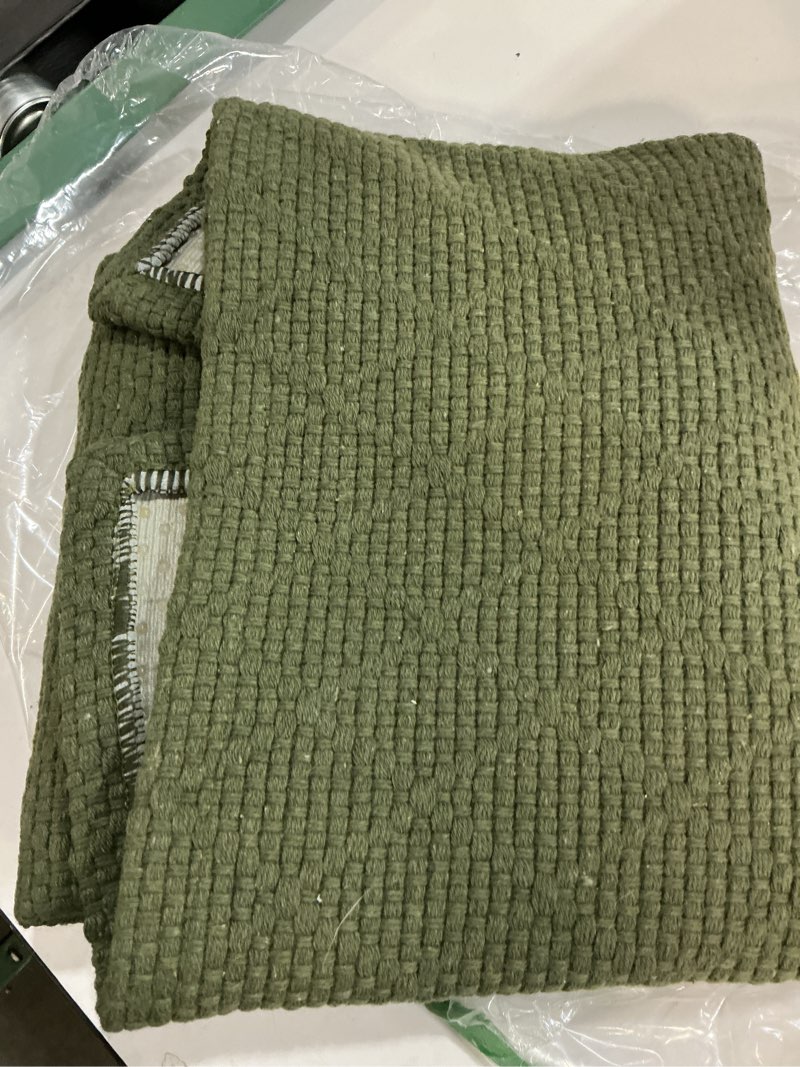 Condition photo showing As Is for kozyfly small area rug 2x3 ft washable entryway rug non slip rubber backed throw rugs indoor door mat, braided cotton floor carpet for front entrance front door sink foyer, dark green 2' x 3' (rectangular) dark green