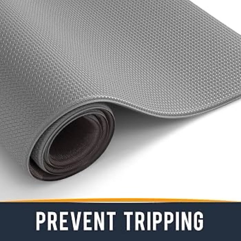 kitchen mats for floor cushioned anti fatigue, 17x95 long runner rug waterproof, memory foam padded for standing, grey