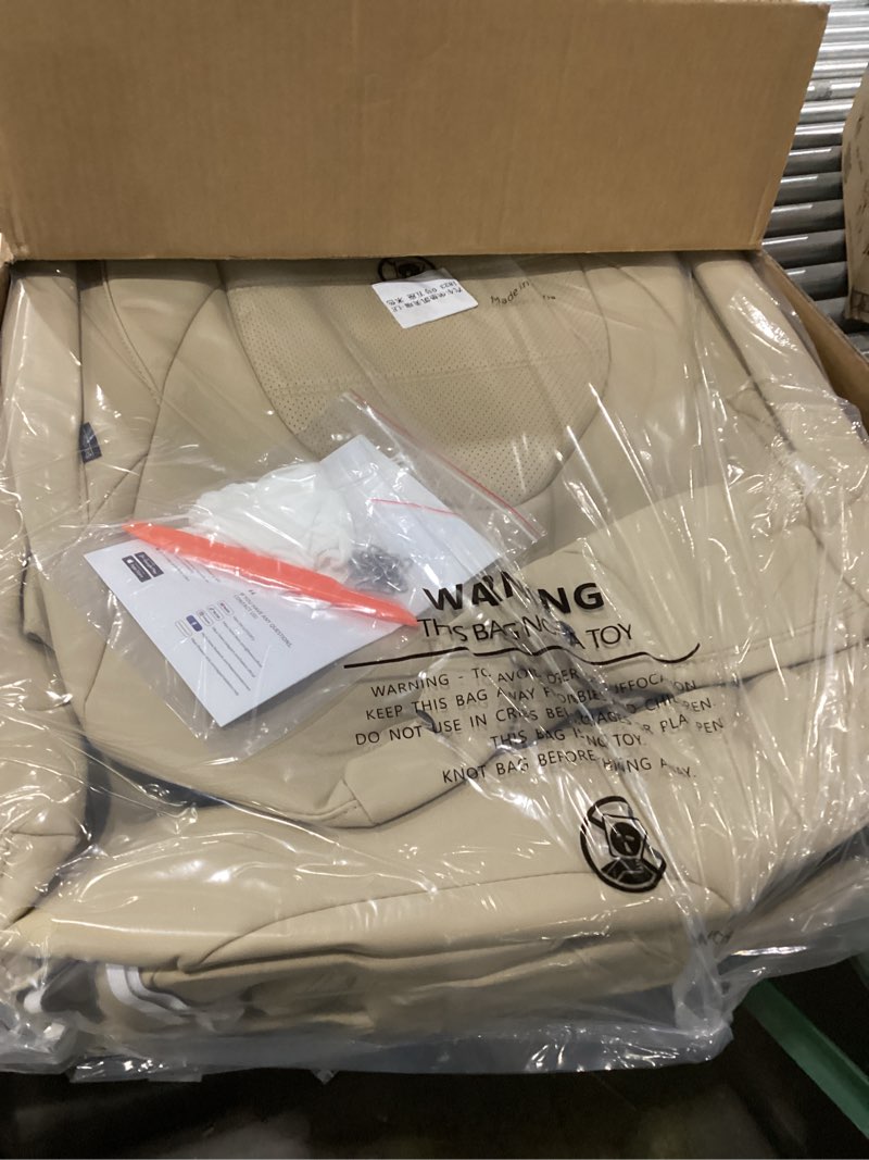 Condition photo showing New/Like New for for Toyota Camry Seat Covers L LE XLE 2012 2013 2014 2015 2016 2017 - Custom Fit Car Seat Covers Full Set, Waterproof Breathable Luxury Leather Seat Covers for Cars, Beige Not for Hybrid Beige 2012-2017 Camry L LE XLE