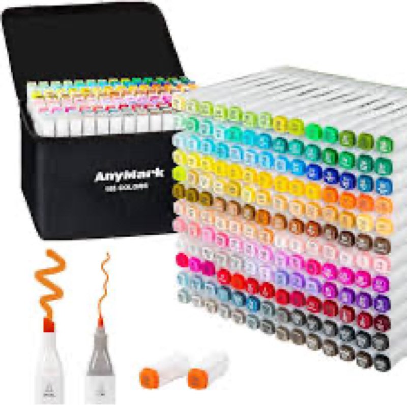 anymark alcohol markers, 168 colors dual tip art coloring markers set for kids adult book drawing sk